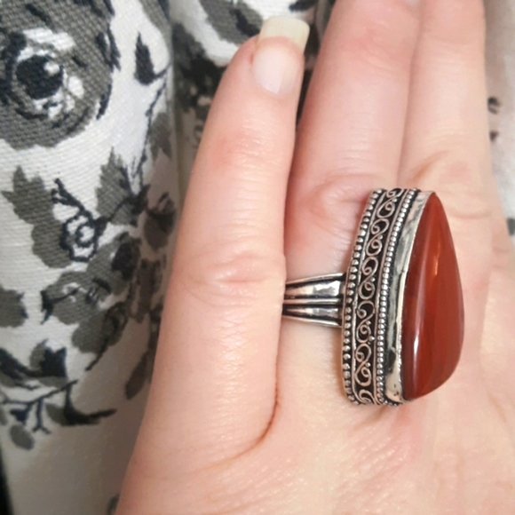 New Oversized Red Jasper 925 Silver Ring. - Picture 6 of 7